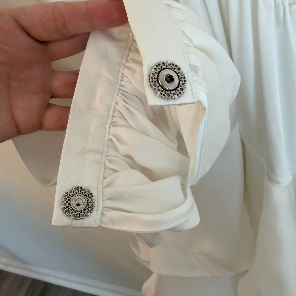 Bronx & Banco White Silk Bedouin Mini Dress M US 6 Bridal Engagement No Belt - Picture 9 of 13